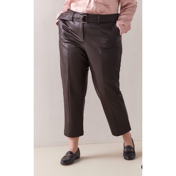Addition Elle Pants - Addition Elle belted faux leather pants NWT size 14 chocolate brown